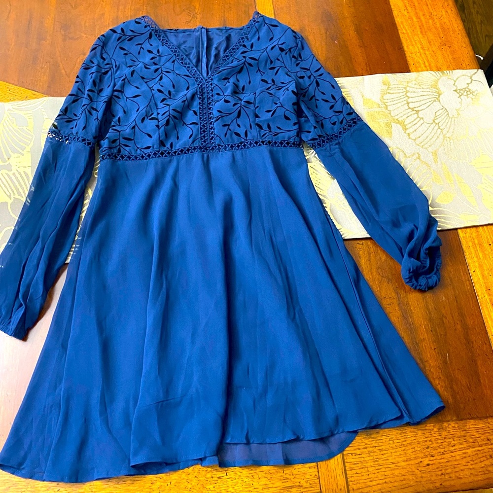 Blue chiffon lantern sleeve dress!